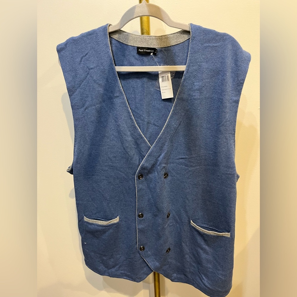 Paul Fredrick Blue Double Button Vest